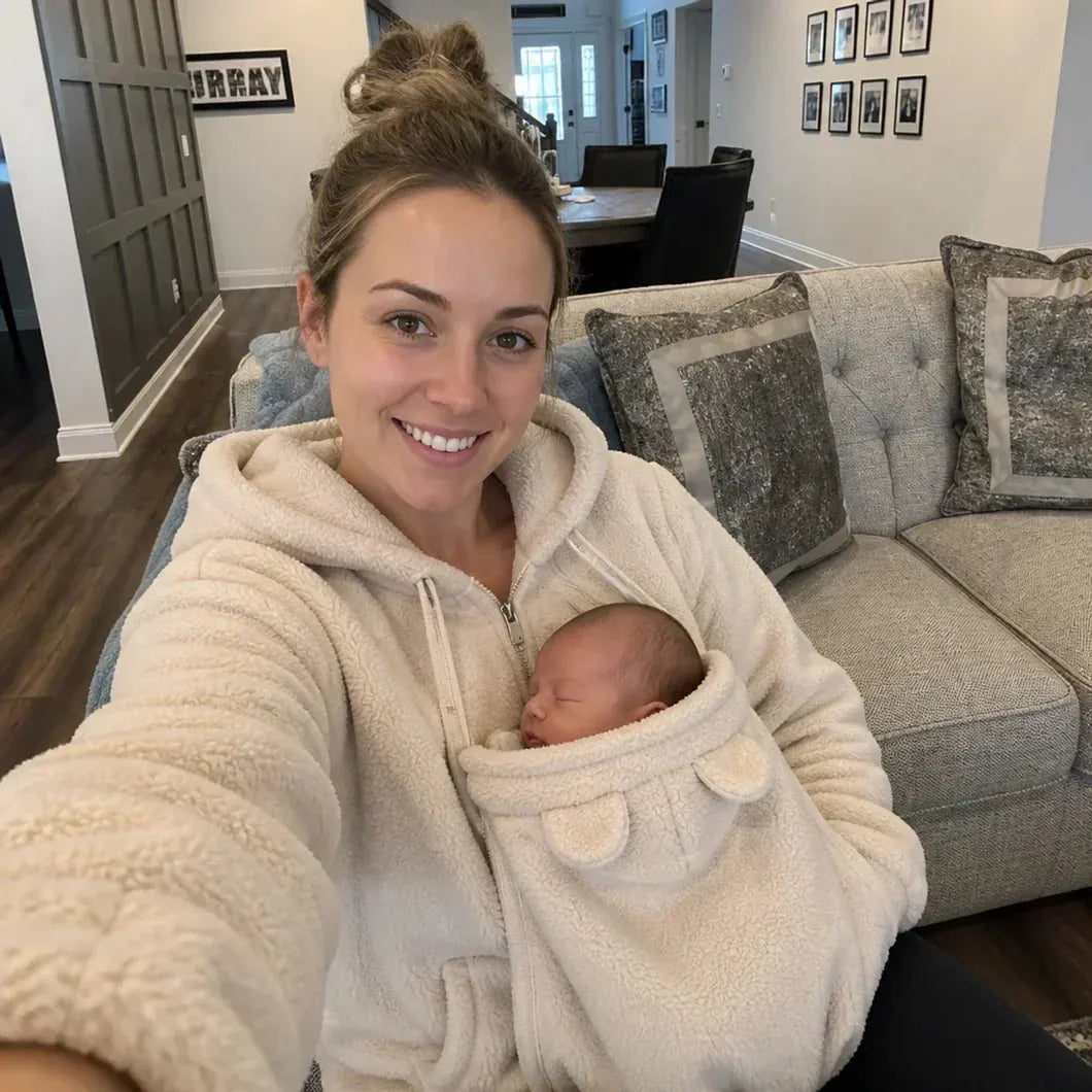 Women's Sherpa Fleece Hoodie with Removable Baby Carrier Panel