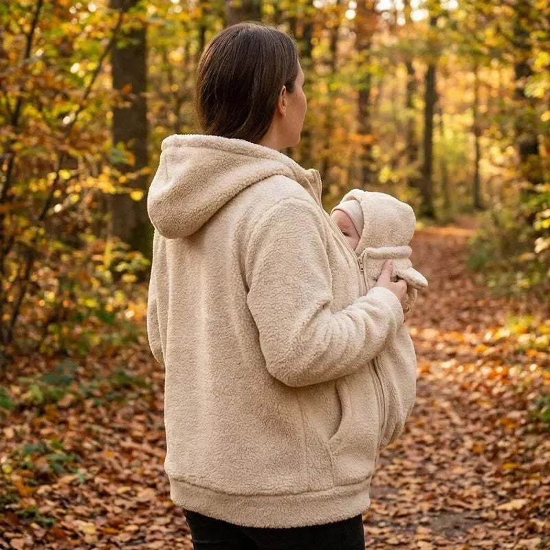 Women's Sherpa Fleece Hoodie with Removable Baby Carrier Panel