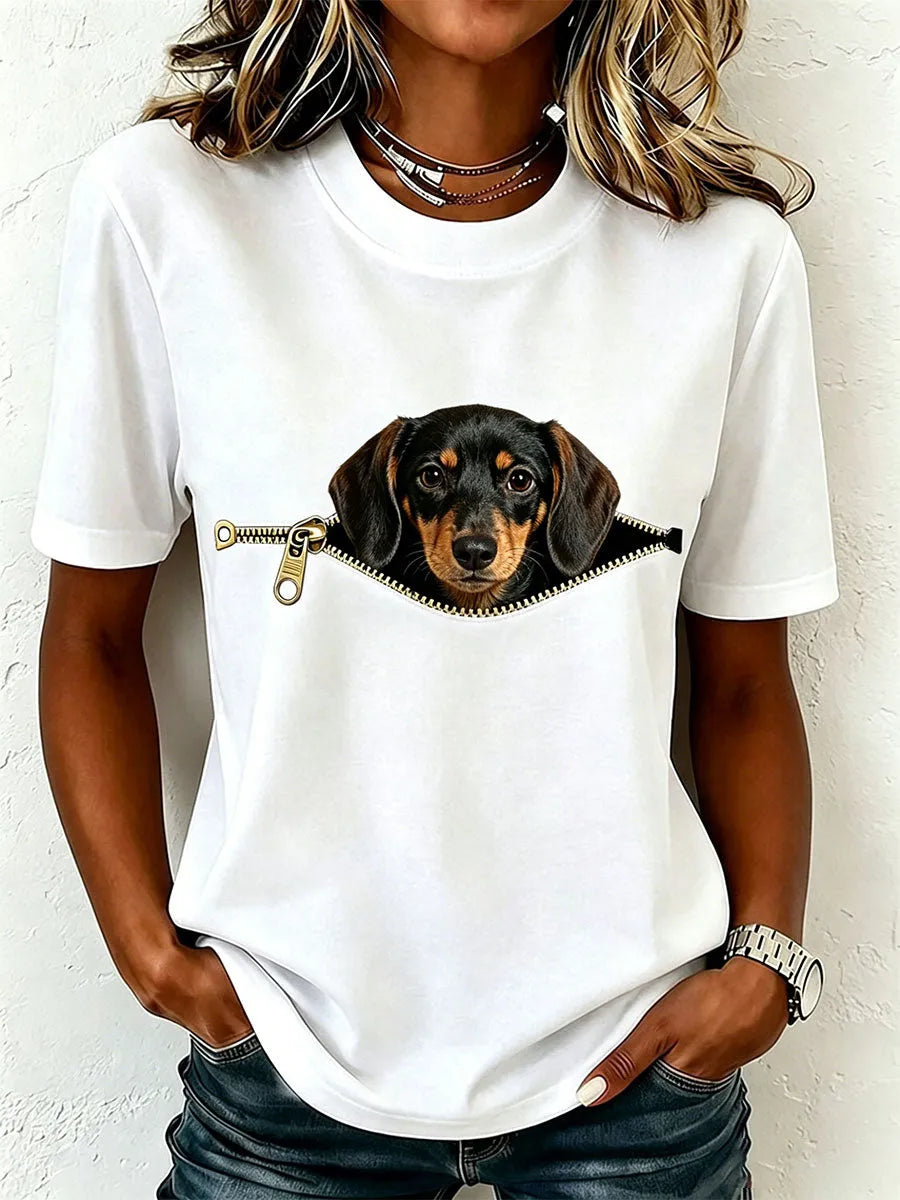 Women's Short-Sleeve Dachshund Print T-Shirt