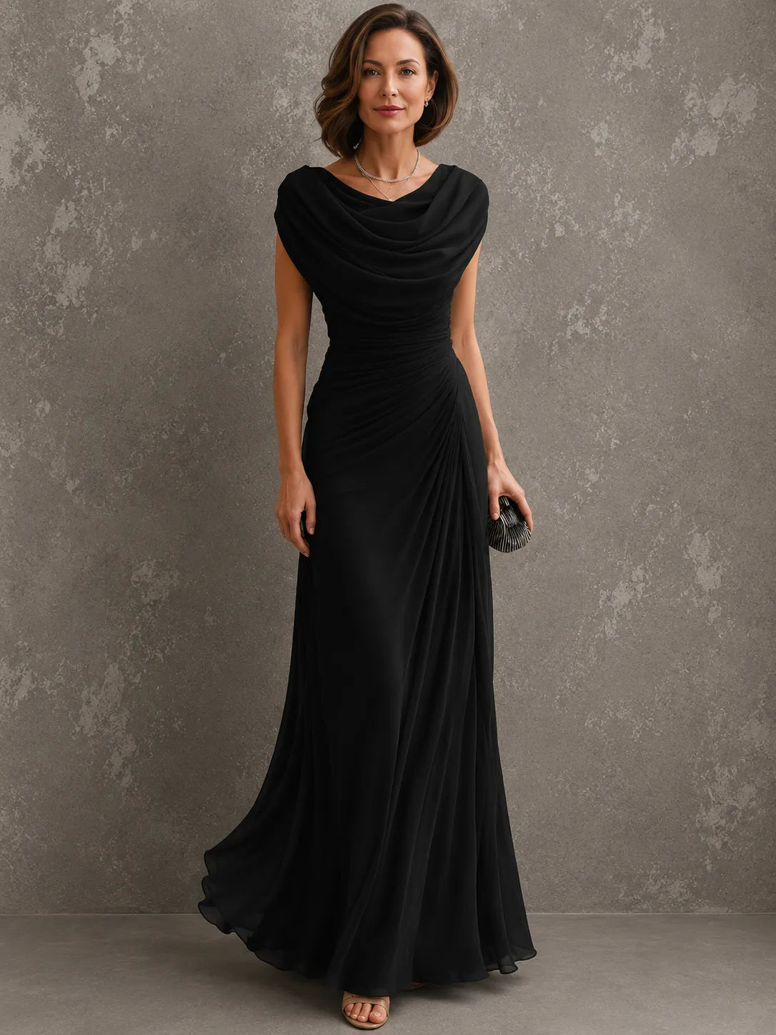 Women's Sleeveless Pleated Maxi Dress for Evening Occasions