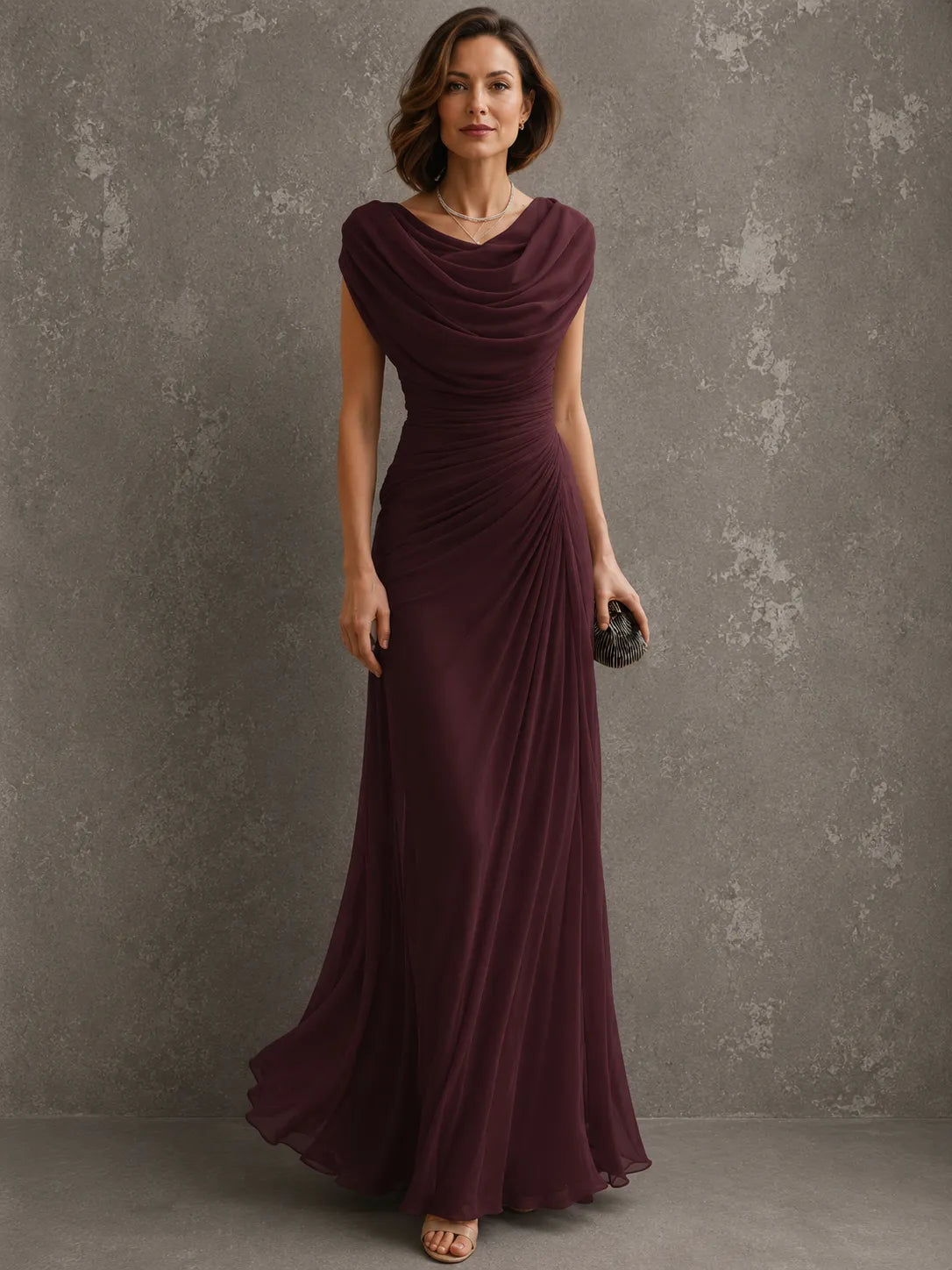Women's Sleeveless Pleated Maxi Dress with Flowing Skirt