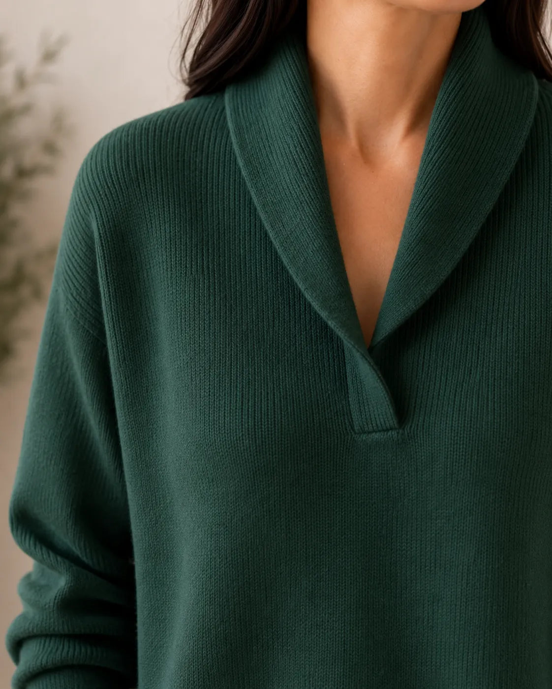Women's Soft Knit Sweater with Shawl Collar