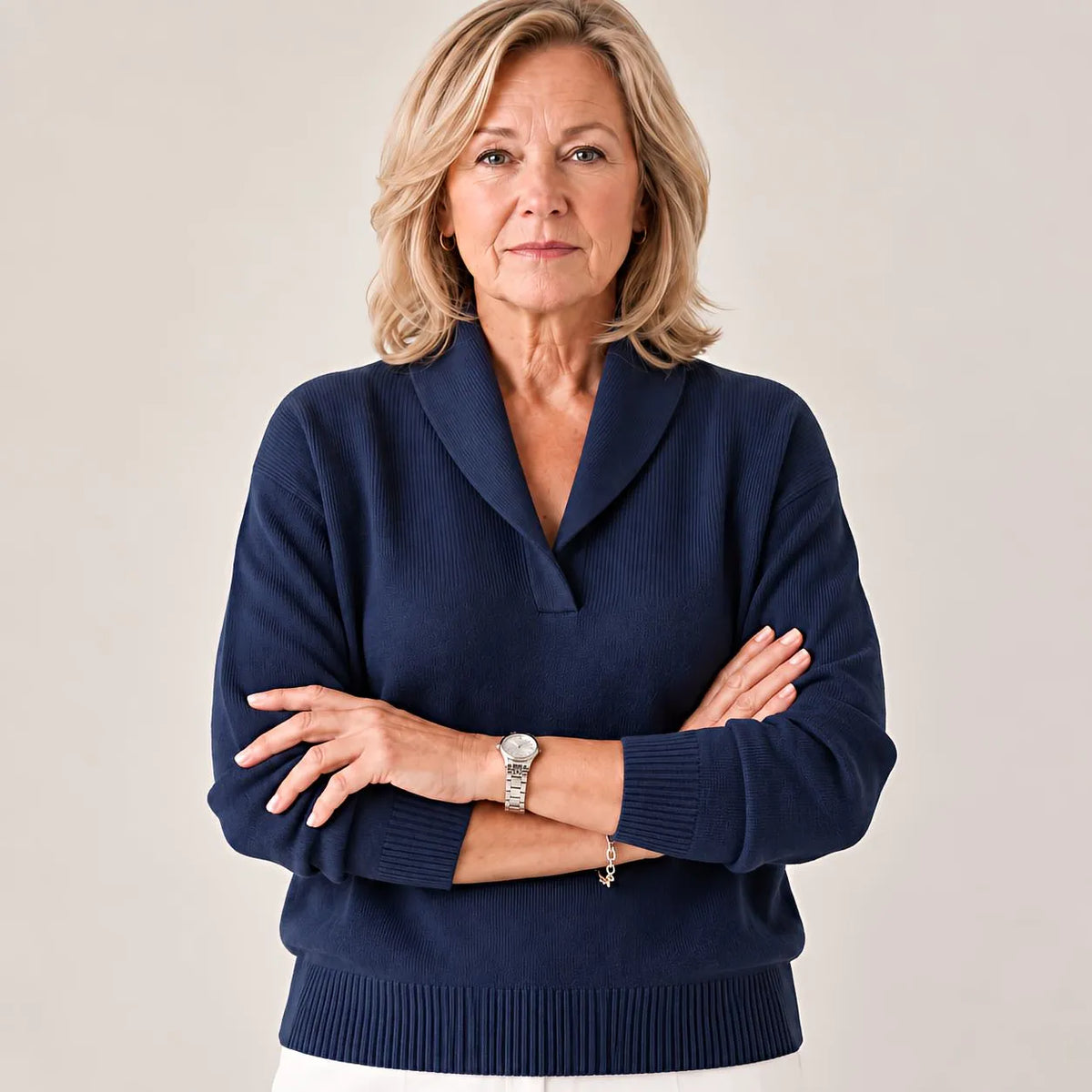 Women's Soft Knit Sweater with Shawl Collar