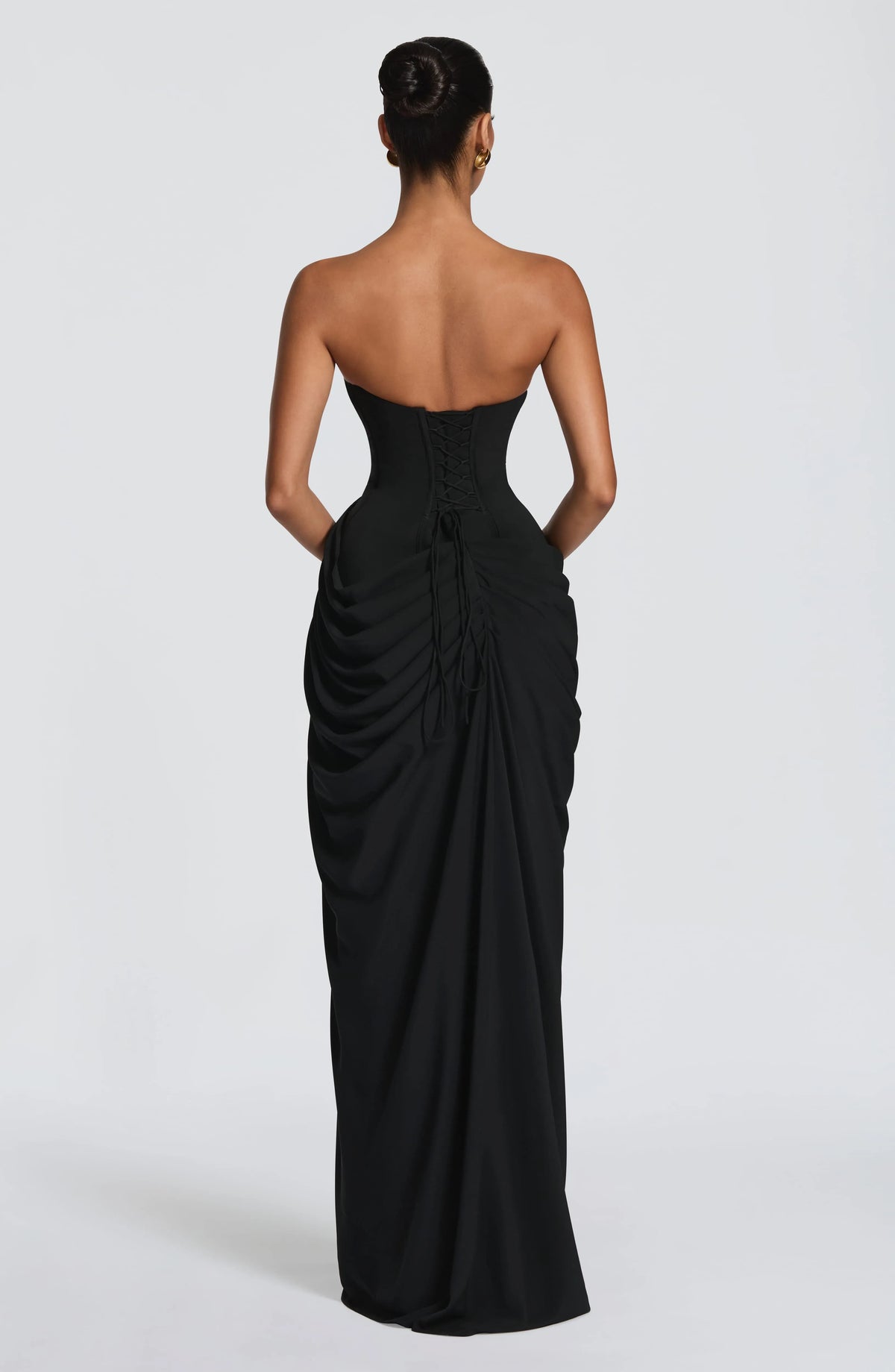 Women's Strapless Corset Maxi Dress with High Slit