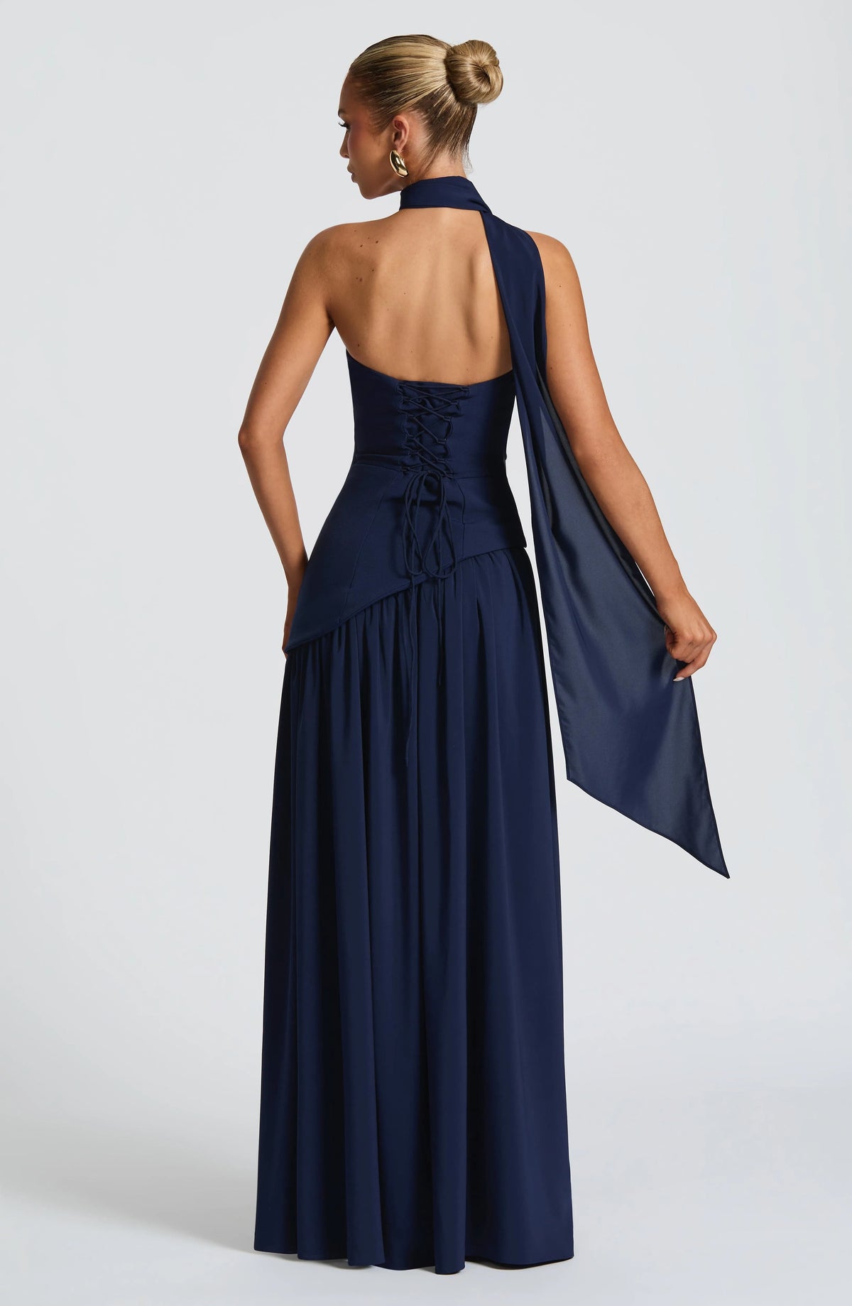 Women's Strapless Pleated Maxi Dress with Slit