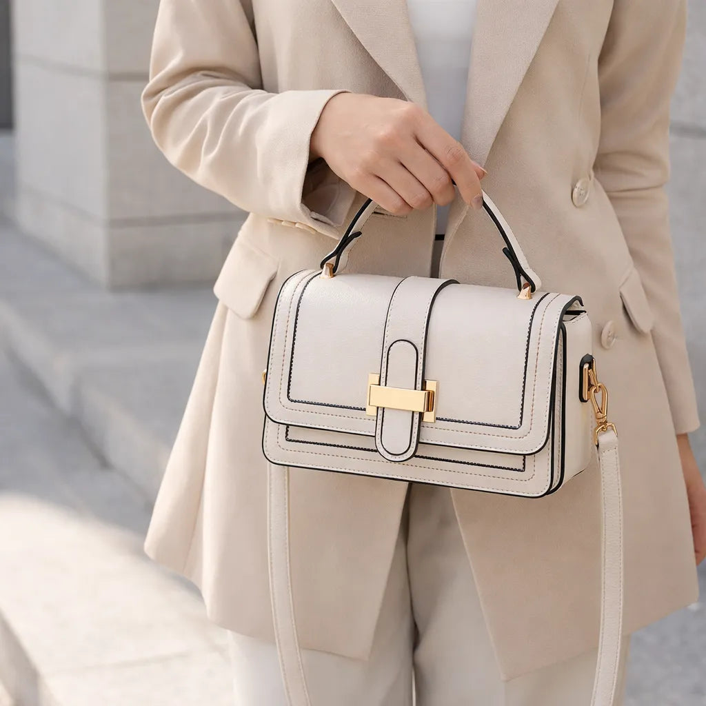 Women's Structured Leather Shoulder Bag with Refined Silhouette