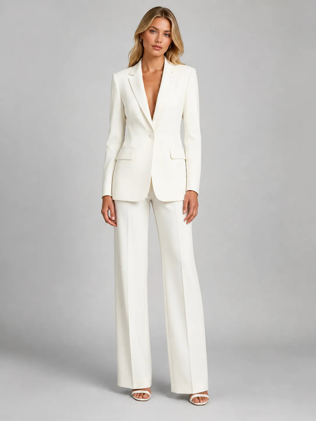 Women's Tailored Blazer and Wide-Leg Pants Set