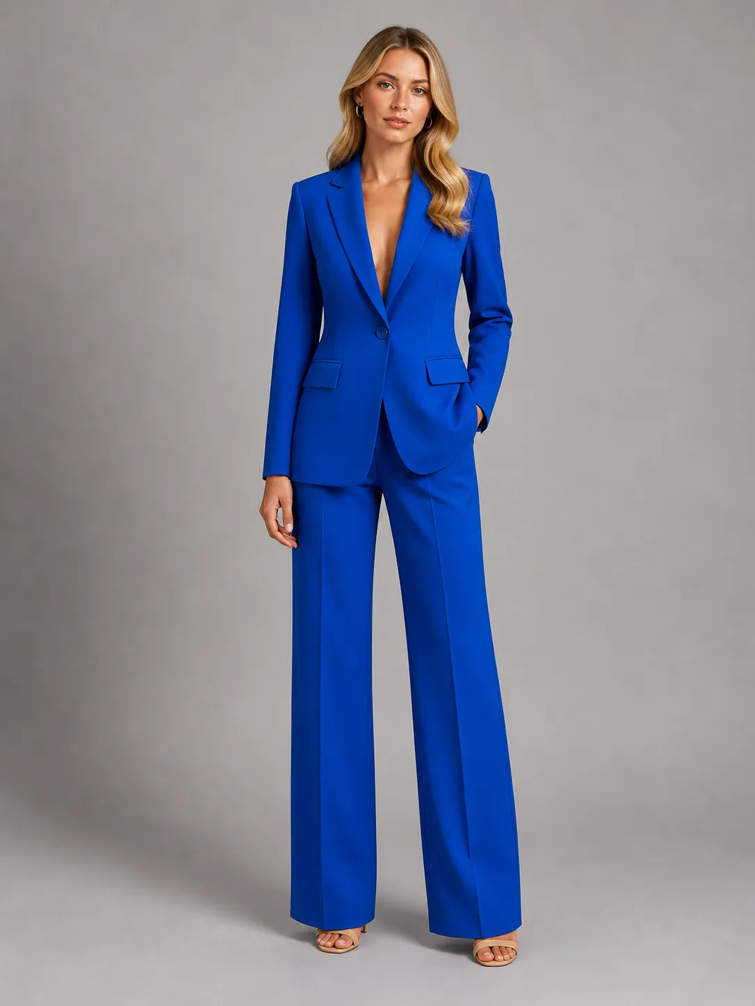 Women's Tailored Blazer and Wide-Leg Pants Set