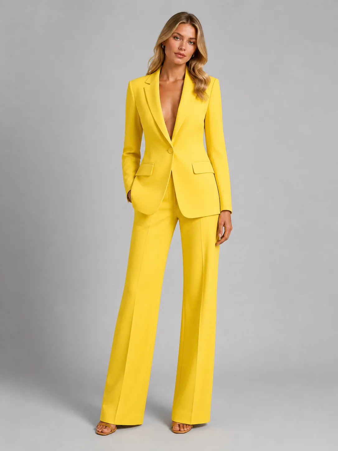 Women's Tailored Blazer and Wide-Leg Pants Set