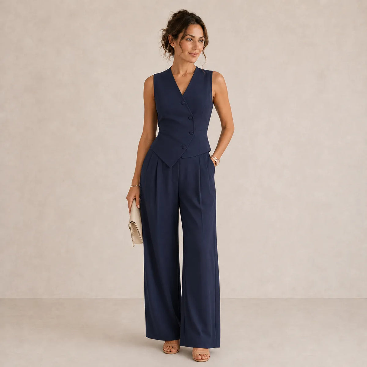 Women's Tailored Vest and Wide-Leg Pants Set