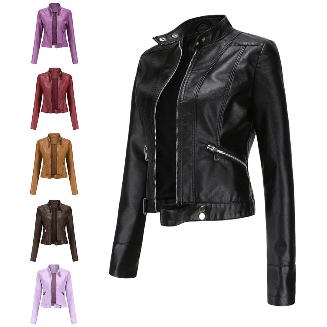 Women's Timeless Classic Leather Jacket with Tailored Silhouette
