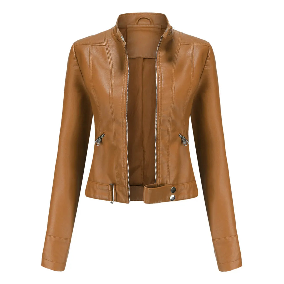 Women's Timeless Classic Leather Jacket with Tailored Silhouette