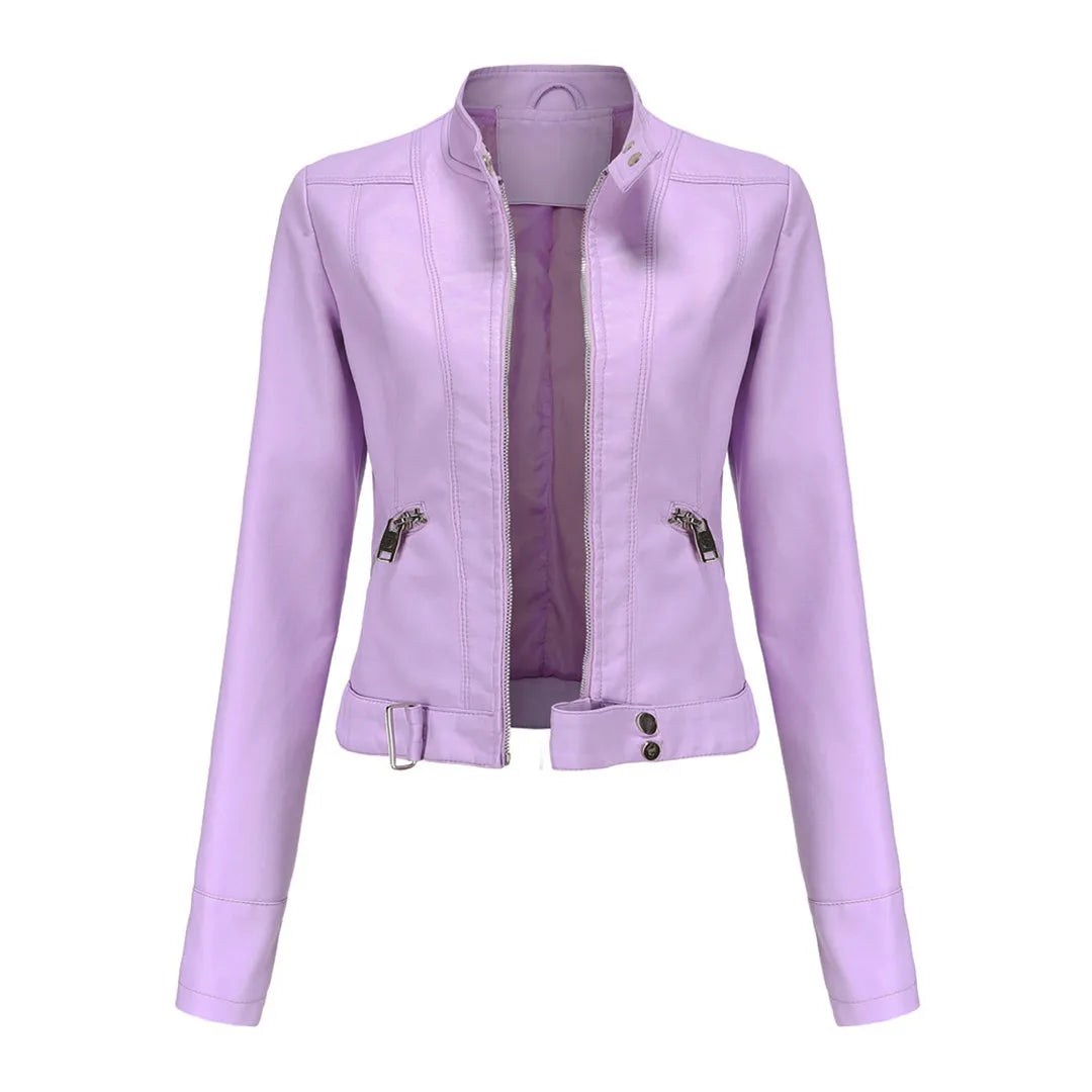 Women's Timeless Classic Leather Jacket with Tailored Silhouette