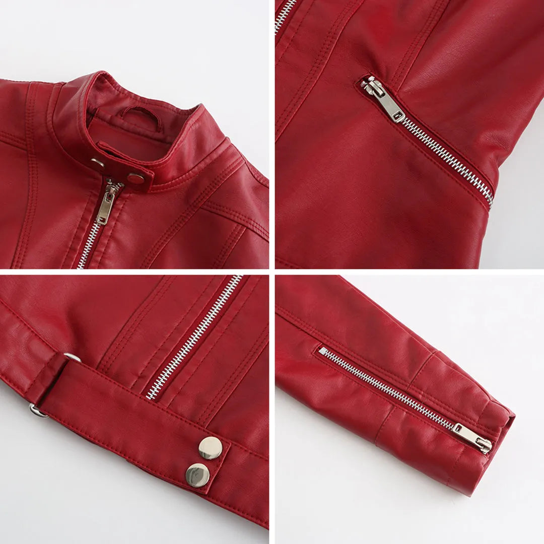 Women's Timeless Classic Leather Jacket with Tailored Silhouette