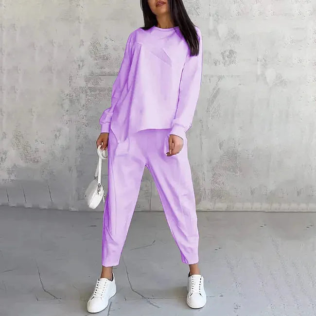 Women's Two-Piece Loose Sweater and Joggers Set