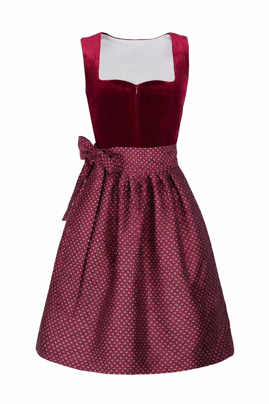 Women's Velvet Corset Dirndl Set with Apron