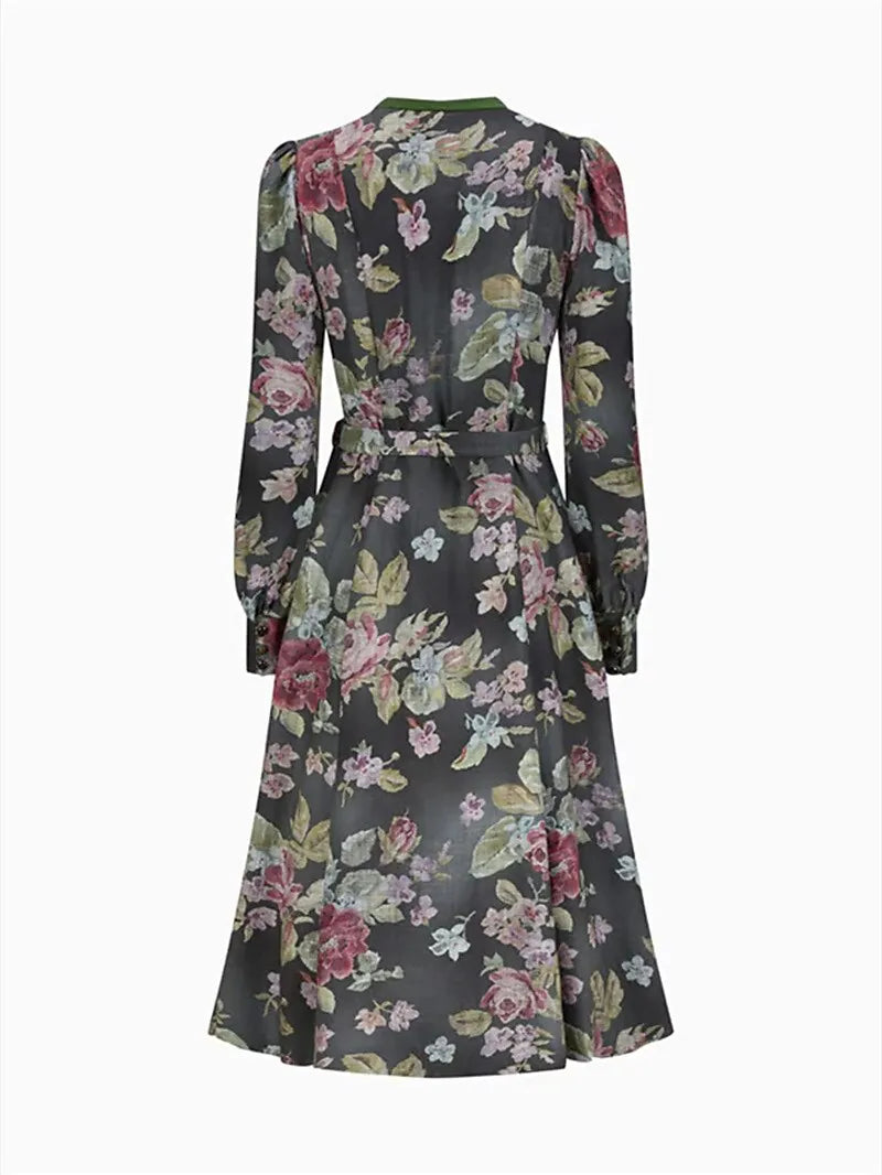 Women's Vintage Floral Dirndl Dress with Apron