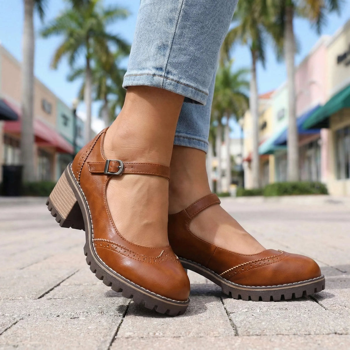 Women's Vintage Mary Jane Shoes with Adjustable Strap