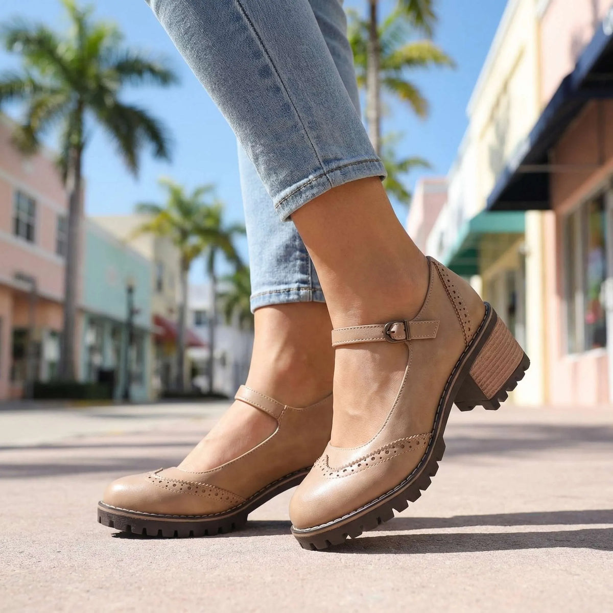 Women's Vintage Mary Jane Shoes with Adjustable Strap