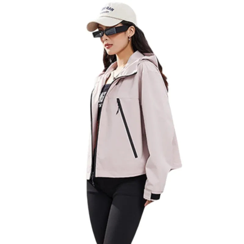 Women's Waterproof Breathable Rain Jacket with Adjustable Hem