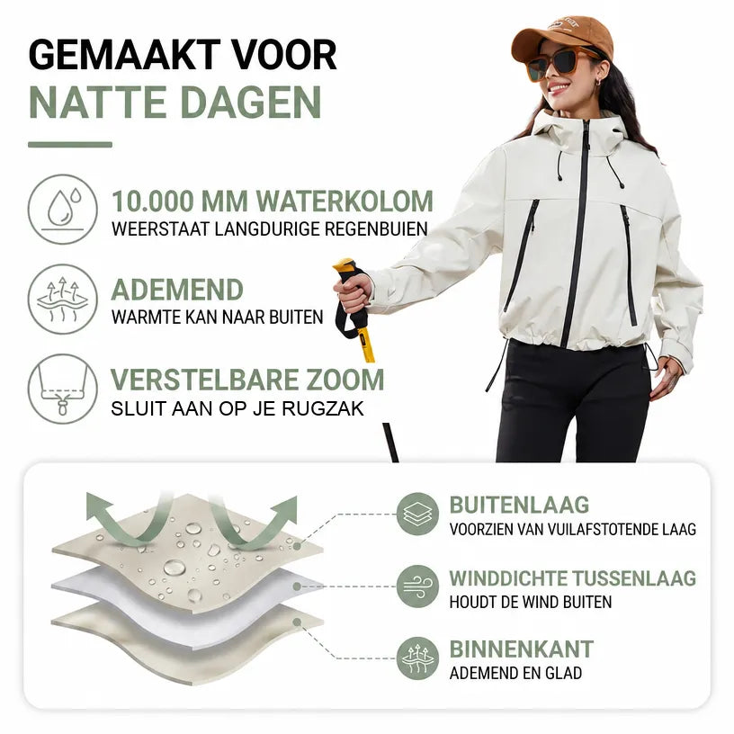 Women's Waterproof Breathable Rain Jacket with Adjustable Hem