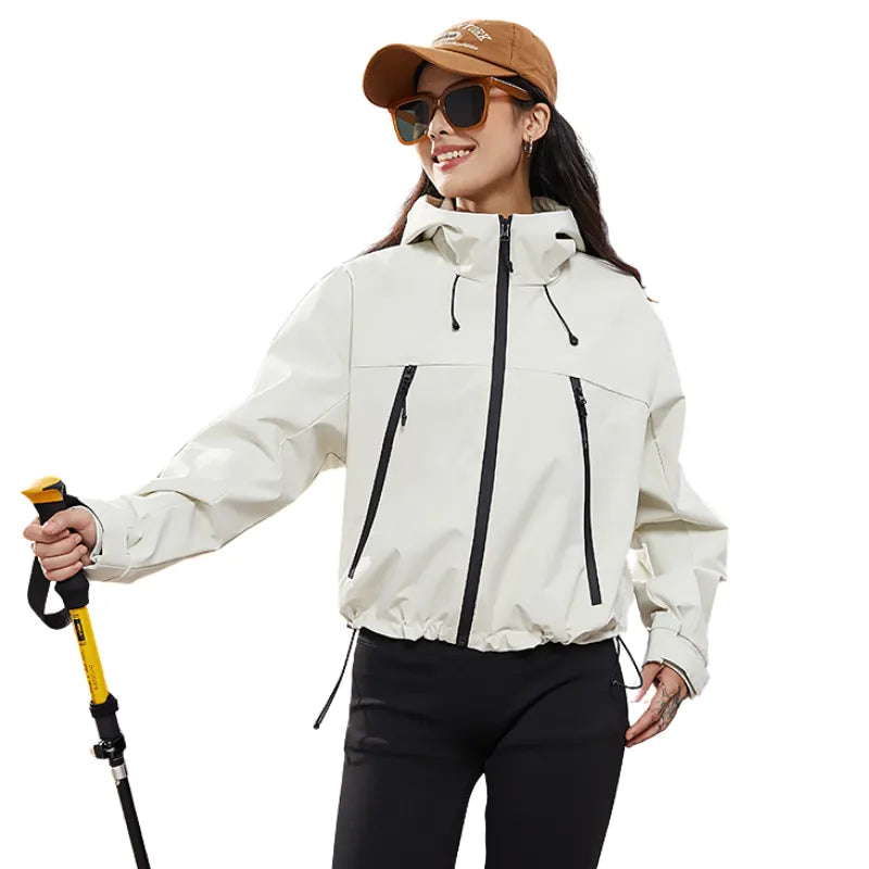 Women's Waterproof Breathable Rain Jacket with Adjustable Hem