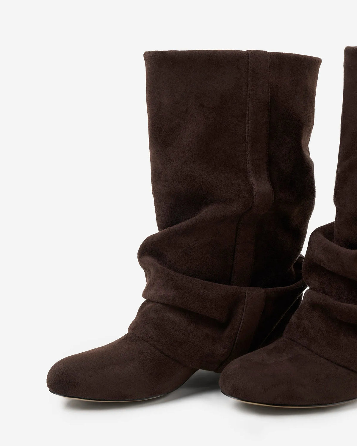Women's Wide-Calf Knee-High Boots with Hidden Heel and Rounded Toe