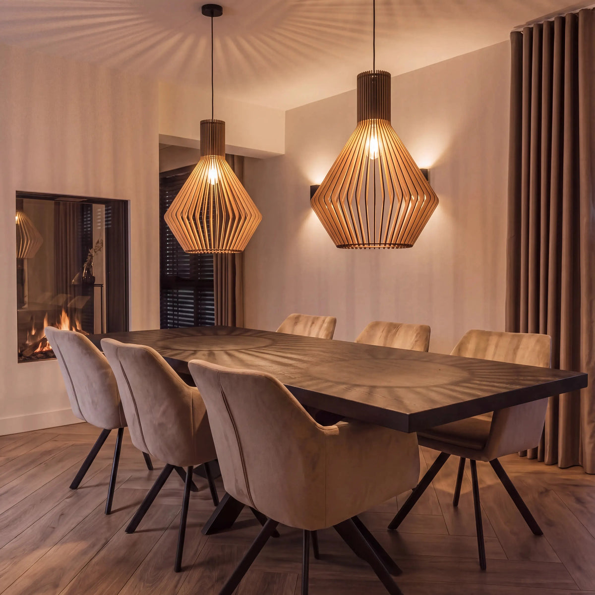 Wooden Pendant Light with Easy Assembly