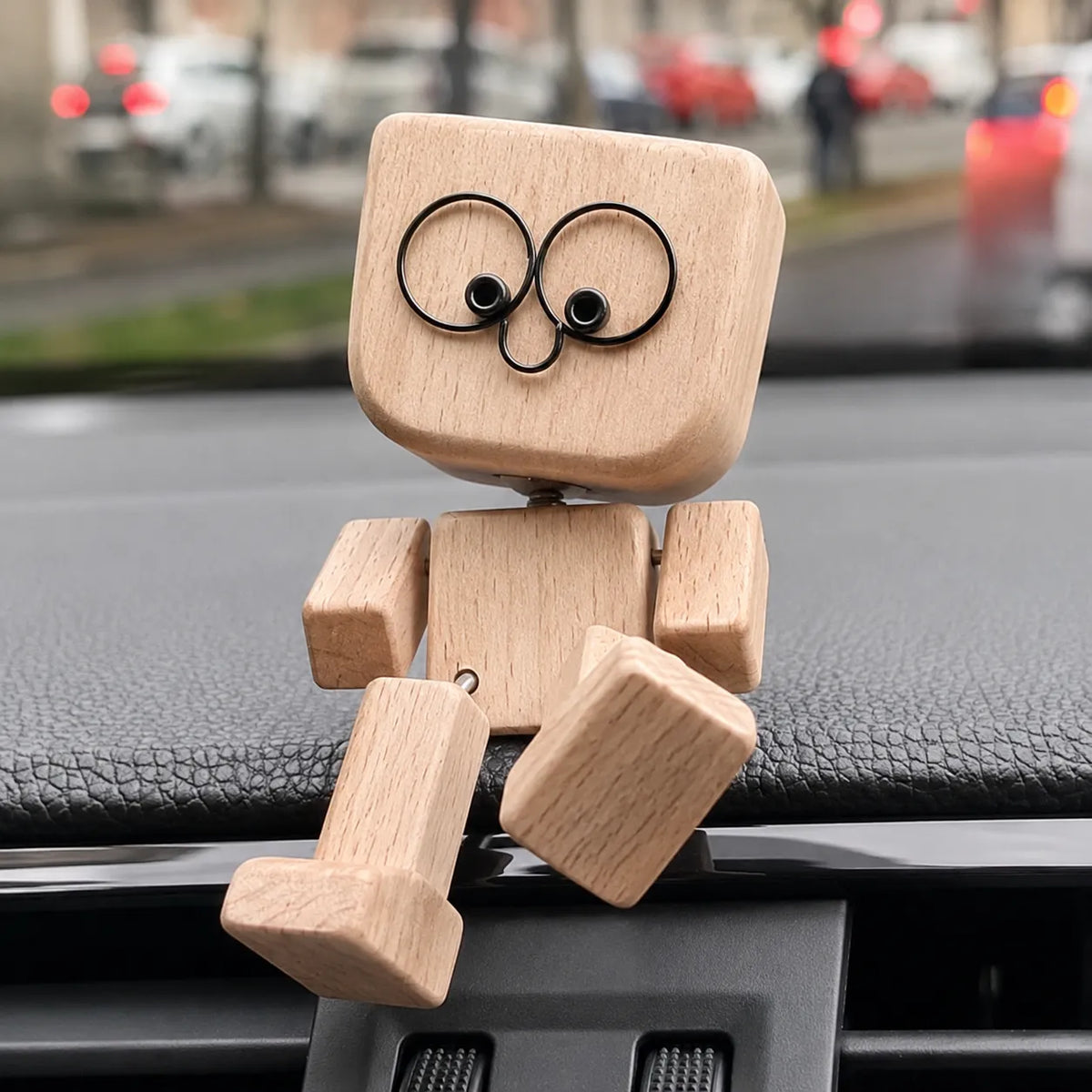 Wooden Swinging Figurine Decor with Interchangeable Faces