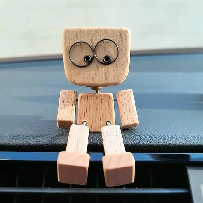 Wooden Swinging Figurine Decor with Interchangeable Faces
