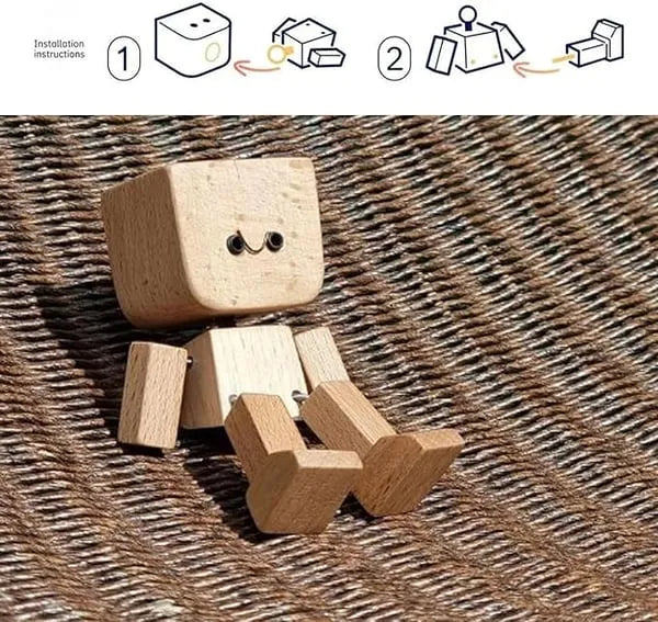 Wooden Swinging Figurine Decor with Interchangeable Faces