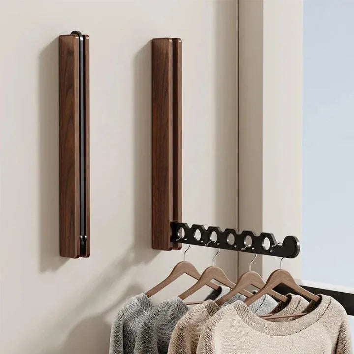 Wooden Wall-Mounted Coat Rack with Foldable Design