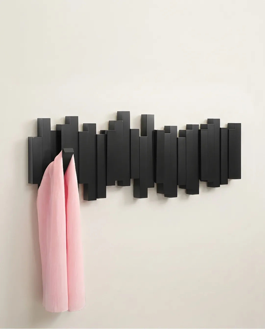 Wooden Wall-Mounted Coat Rack with Foldable Magnetic Hooks