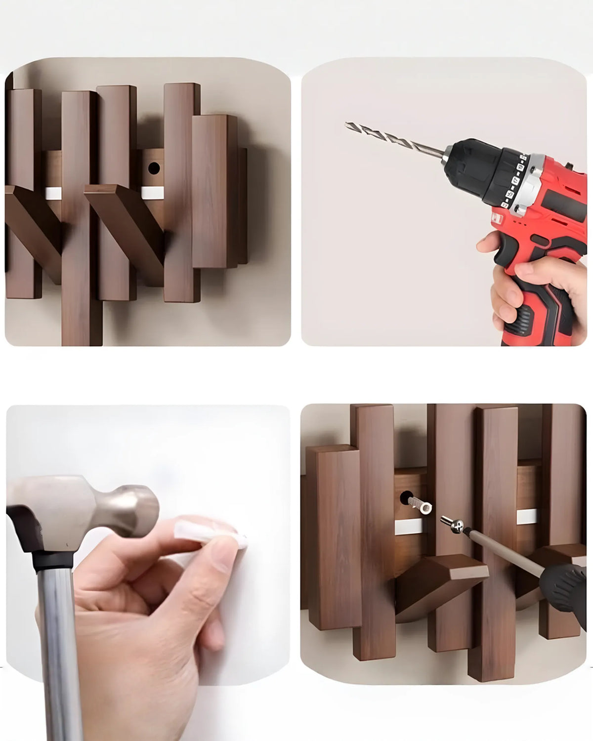 Wooden Wall-Mounted Coat Rack with Foldable Magnetic Hooks