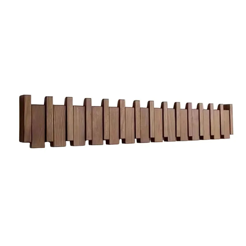 Wooden Wall-Mounted Piano Coat Rack with Foldable Hooks